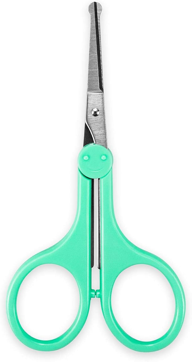 Eyebrow Scissors, Small Scissors for Facial, Nose, Eyebrow, Mustache, and Beard Hair Trimming & Grooming, Safety Edge, Green Long Cap
