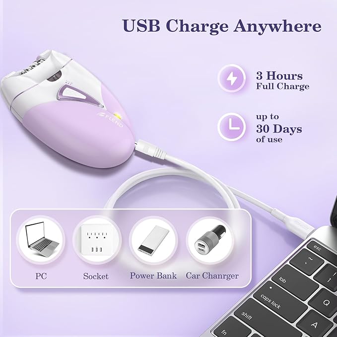 Epilators, 2-Speed Painless Smooth Glide Epilator for Women, Cordless Rechargeable Facial Hair Removal Epilator, Hair Removal Device for Women's Face Legs Bikini Area Arms Legs