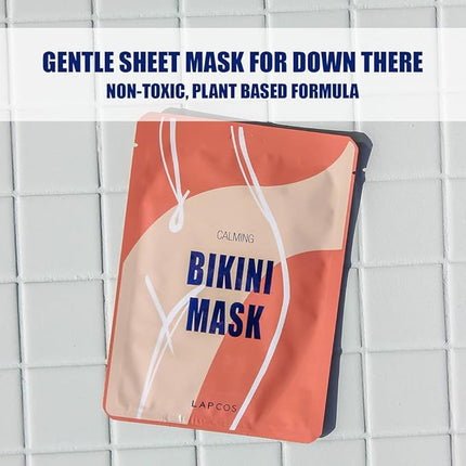 LAPCOS Calming Bikini Mask - Healing Skin Treament to Reduce Red Bumps, Razor Burn, In-Grown Hairs - Aloe Vera & Vitamin C Provide Cooling, Instant Relief - Korean Beauty Favorite (1 pack)