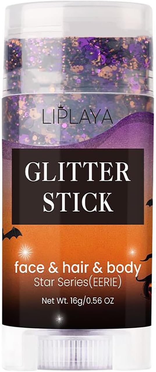 Black Orange Purple Body Glitter Stick, Holographic Glitters Rave Accessories Music Festival Party Glitter Gel.