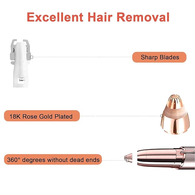 Facial Hair Removal Tool for Women Smooth Finishing, Eyebrow Hair Remover Replacement Heads, Touch Flawless Facial with Cleaning Brush, Painless Replacement Blades for Flawless Brows Hair Removal