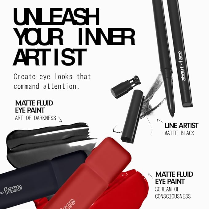 about-face Matte Fluid Eye Paint Scream of Consciousness – High-Pigment Liquid Eyeshadow, Long-Lasting, No-Budge Matte Finish, Vegan & Cruelty-Free (Primary Red)