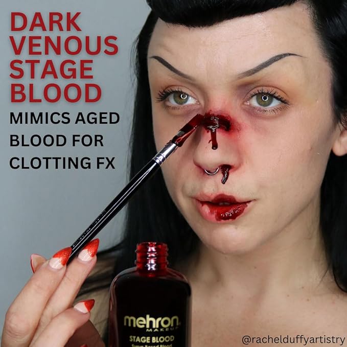 Mehron Makeup Stage Blood | Realistic For Halloween | Washable Fake Blood for Special FX, Stage & Screen, Halloween, & Cosplay (16 oz) (Dark Venous)