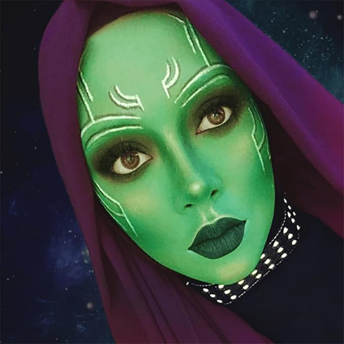 Mysense Amazon Green Face Body Paint,St Patricks Day Outfit Accessories,Water Based Washable Cream Body Paint for Adults and Children Halloween SFX Cosplay Gamora Witch Costume Makeup,0.6oz
