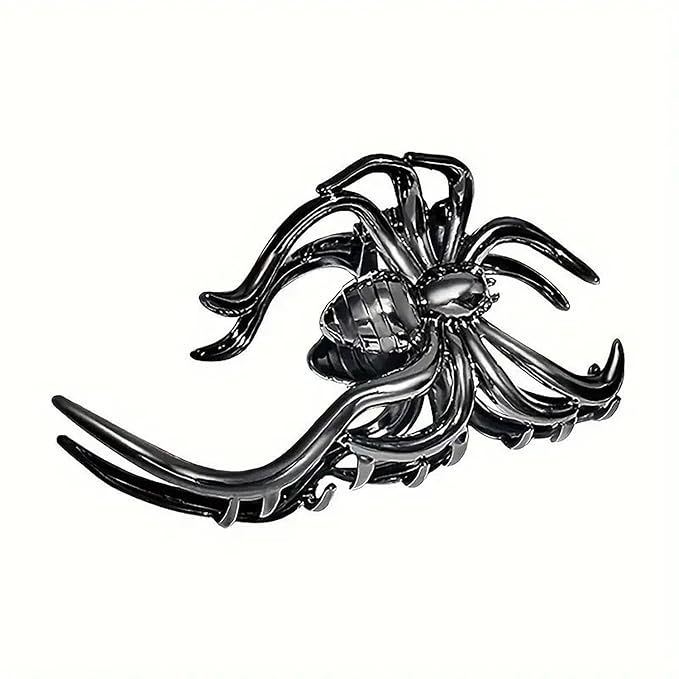 3Pcs Halloween Hair Claw Clips Bat Spider Hand Skeleton Design For Women And Girls,Metal Large Medium Size For Thick Thin Hair,Black Gun Headband Barrette For Styling Hair Accessories Party Gift