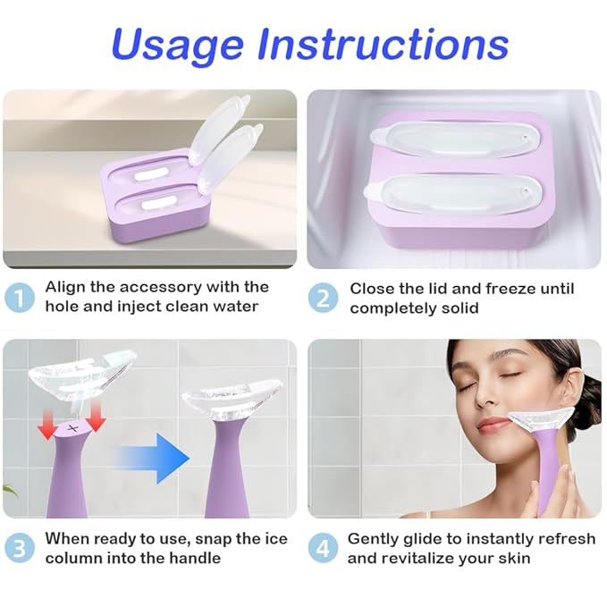 Ice Roller for Face - Reusable Silicone Ice Mold for Eye Depuffing, Wrinkle Appearance Reduction & Daily Cooling Skincare