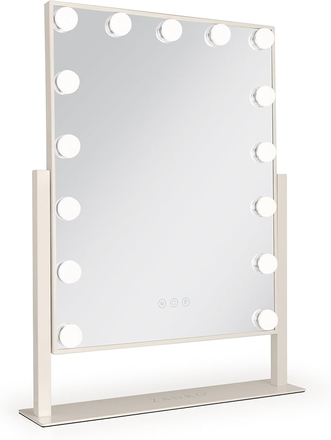 Zadro Hollywood Lighted Vanity Mirror with 15 LED Bulbs, 3 Color Light Settings, 360° Rotation Makeup Mirror Head (21" H x 18" W | 1X | Neutral)