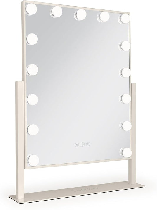 Zadro Hollywood Lighted Vanity Mirror with 15 LED Bulbs, 3 Color Light Settings, 360° Rotation Makeup Mirror Head (21" H x 18" W | 1X | Neutral)