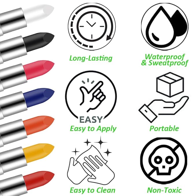 Mysense Red Face Body Paint Stick, Eye Black Stick for Sports Football Baseball Softball, Red Lipstick Facepaint Pen for Halloween SFX Cosplay Devil Makeup