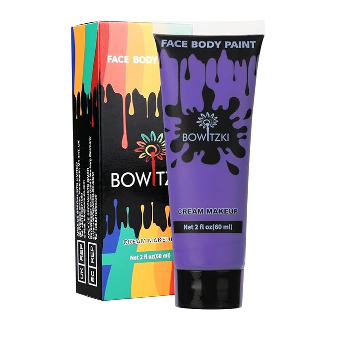 Bowitzki Face and Body Paint 2oz Cream Makeup 60ml Water Based Face Painting Special Effects For Adults Children Kids Halloween Christmas Party Stage Cosplay (Purple)