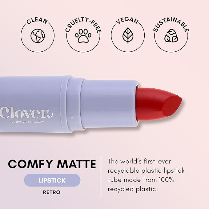 Clover Comfy Matte Lipstick | Non Drying, Moisturizing & Lightweight, High Pigmented Lipstick | Cruelty-Free & Vegan Lip Makeup | Shade - Retro