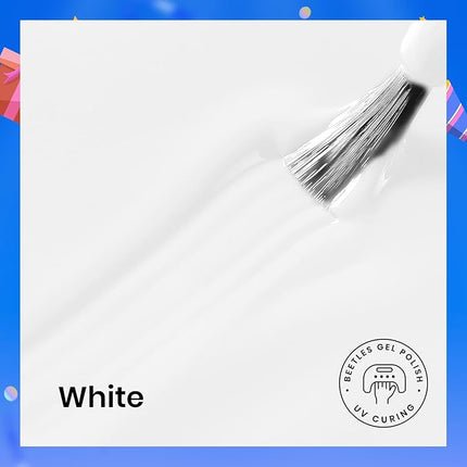 Beetles 3Pcs 15ml White Gel Nail Polish and No Wipe Gel Top Coat & Base Coat Set, Soak Off UV Lamp and Long Lasting Glossy Top Coat French Manicure Art Design Kit