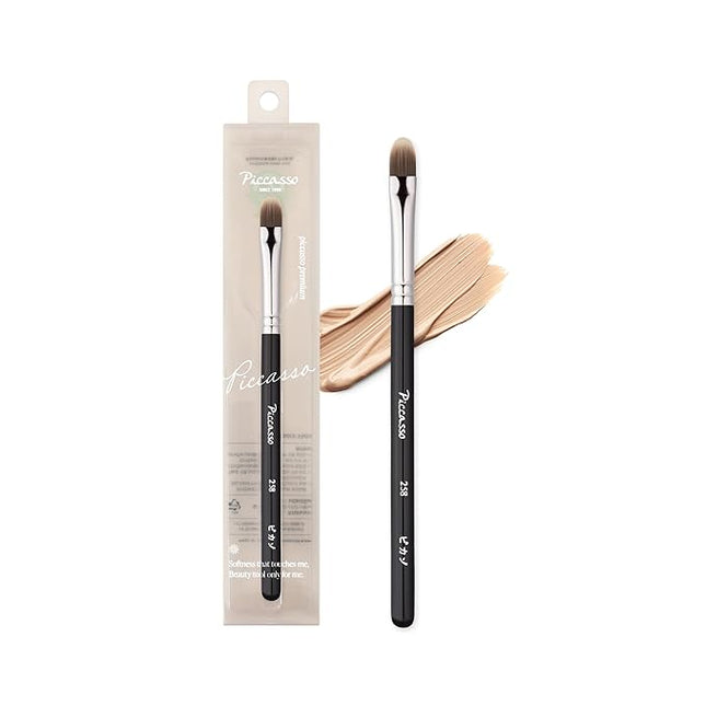 Piccasso 258 Concealer Brush – Angled Face Makeup Brush for Under Eye Concealer, Nose Contour, and Liquid Blush, Korean Synthetic Makeup Brush for Precise Coverage and Blending