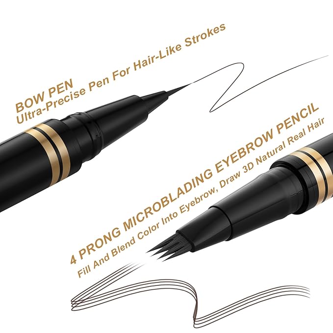 Eyebrow Pen,2-in-1 Waterproof Eyebrow Pencil with 4 Tip Microblading Brow Pen and Ultra-Precise Brow Pencil,with Dual-ended Eyebrow Brush,Eyebrow Makeup for Natural Looking - Espresso