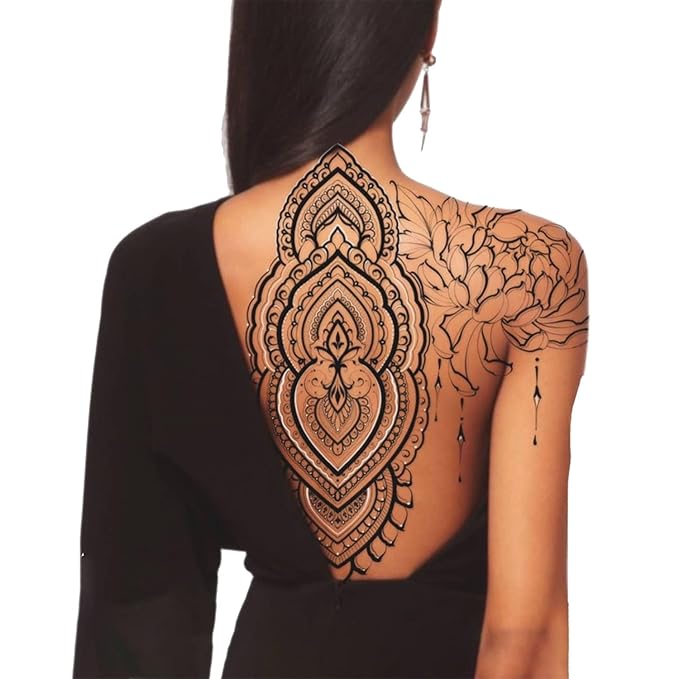 Large Temporary Tattoos Women Temporary Neck Tattoos Temporary Realistic Flower Chest Tattoo for Adults (Temporary Tattoos Sticker 60)