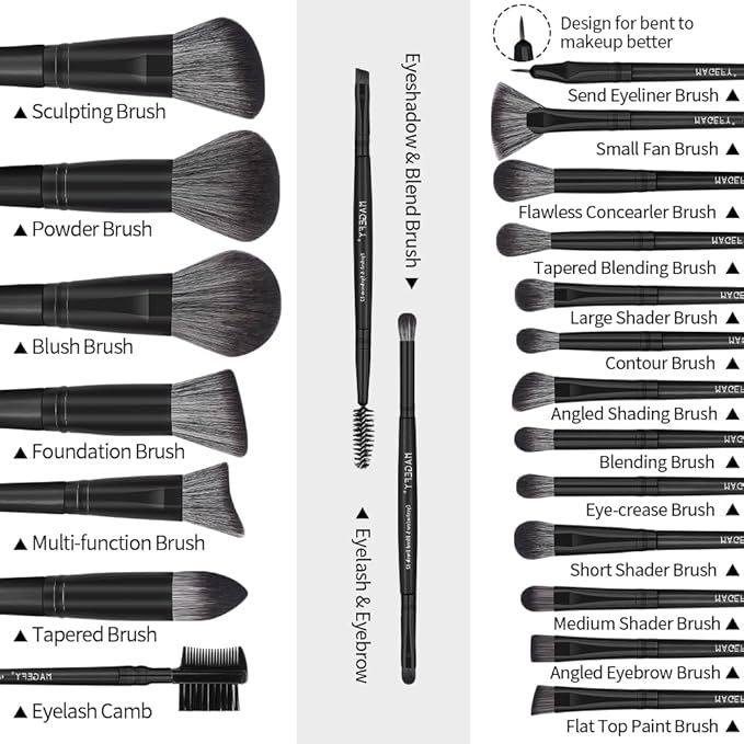 MAGEFY Makeup Brush Set, 22 Pcs Premium Synthetic Makeup Brushes Foundation Eyeshadow Brush Powder Blush Concealers Brush Set Travel Makeup Brushes with Case(Black)