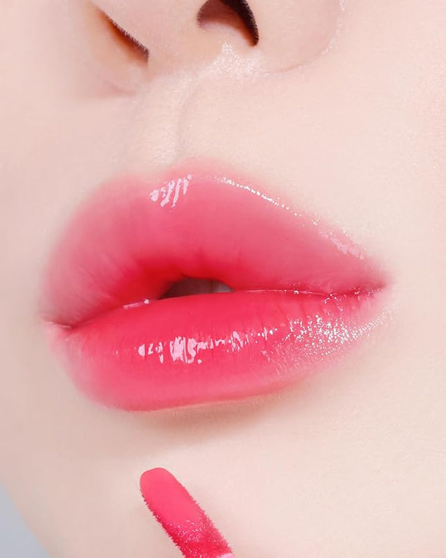 YNM Heart Jelling Tint, CHERRY JELLING, Silicone Lip Brush Included, K-Beauty, Non-Sticky, Moisturizing, Smudge-Proof, Korean Lip Tint, Long-Lasting, Vivid Color, 0.09 oz