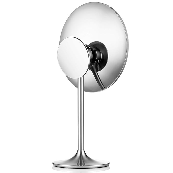 Miusco Makeup Mirror 9" Vanity Mirror with Lights, 5X & 10X Magnification - Front/Back Magnetic Design, Rechargeable & Cordless, Touch Dimming, 90° Adjustable Angle, Metal Frame, Includes USB Cable