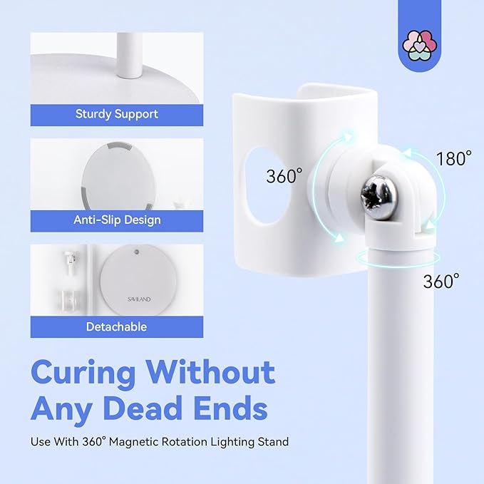 SAVILAND LED U V Light with Magnetic Stand & LCD Screen Portable Nail Lamp Kit Handsfree 2-Timer Modes Portable Mini Nail Dryer Stand for Gel Nails USB Rechargeable and Cordless for Home DIY Manicure