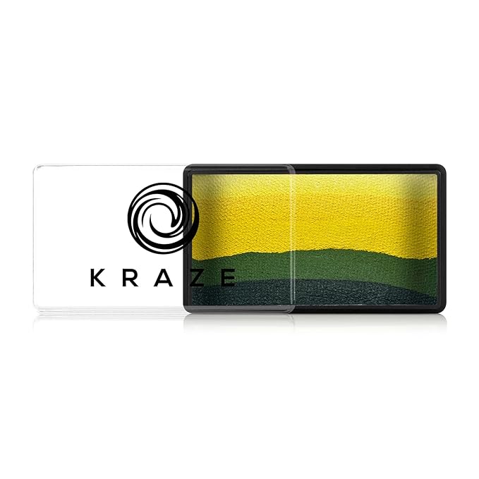 Kraze FX Dome Stroke - Winter Leaf by Linnea (25 gm), Professional 1-Stroke Split Cake, Hypoallergenic, Non-Toxic, Water Activated Face & Body Painting Makeup Supplies for Kids Safe Adults