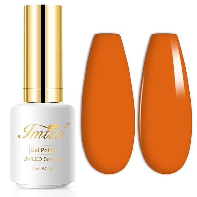 Imtiti Gel Nail Polish, 1 Pcs 15ml Bright Neon Orange Color Autumn Winter Gel Polish UV LED Soak Off Nail Art Manicure Salon DIY Nail Design Decoration at Home Gift for Women