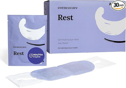 Rest: Self Heating Warm Compress for Dry Eyes | Heated Eye Mask for Fast Relief | No Microwave or Washcloth Needed | Travel Ready | 30 Count