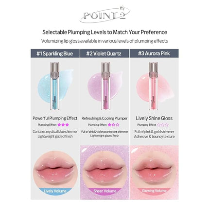 ETUDE Glaze Plump Gloss - Violet Quartz | Korean Lip Plumper, Volumizing Glaze, Vegan Certified, Shimmer, Glittering Daily Makeup. Sparkling Blue, Korean Makeup, Kbeauty, Perfect for Gift