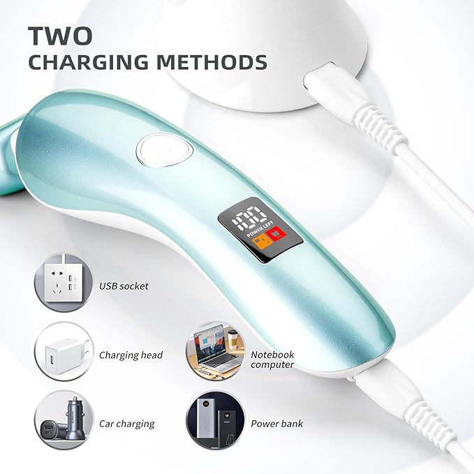 Electric Razors for Women, Bikini Trimmer Wet & Dry Use, Painless Pubic Hair Trimmer, Rechargeable Electric Shaver for Legs, Face, Pubic Hair, Underarms with Detachable Head, Blue