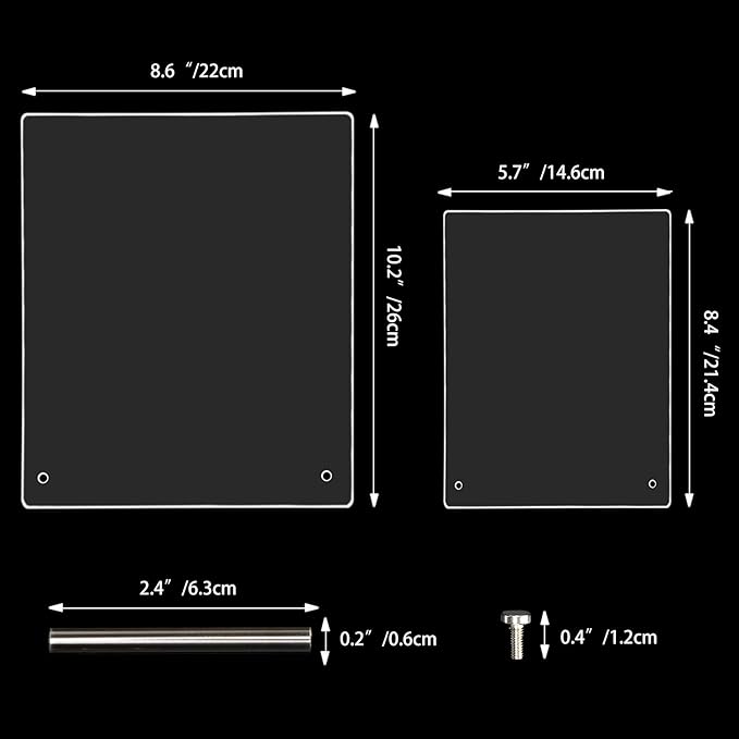Noverlife 2PCS Transparent Nail Art Display Board, Acrylic False Nail Tips Sample Display, Display Polish Board for Nail Art Design, Professional Salon Nail Color Nail Practice Board - Large & Small