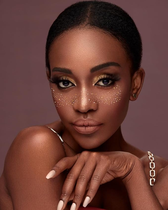 12 Sheet Glitter Freckles Face Tattoo, Gold Silver Face Glitter Makeup Speckles, Sweatproof Waterproof Fake Freckles for Woman