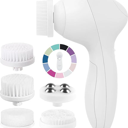 Facial Cleansing Brush Face Scrubber Exfoliating Cleaning Skin Care Cleanser Wash Women Girls Electric Beauty Powered Exfoliator Skincare Spin Tools Scrub Washer Self Care by VISOFO (Pearl)