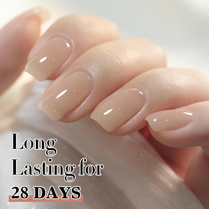 Double Rhythm Translucent Gel Polish Sheer Neutral Natural Light Milky Same Color Same Bottle 15ML Jelly UV Nail Polish Nail Art DIY at Home (Light Cinnamon-A1483)