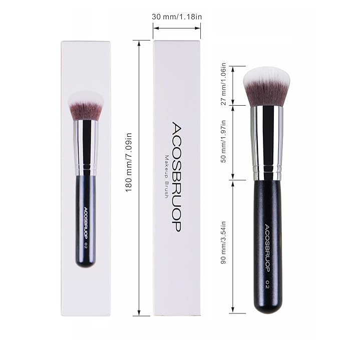 Foundation Brush, Round Top Kabuki Foundation Brush and Professional Grade Makeup Brush for Liquid Blending Mineral Powder Bufting Stippling Makeup Tools, Black