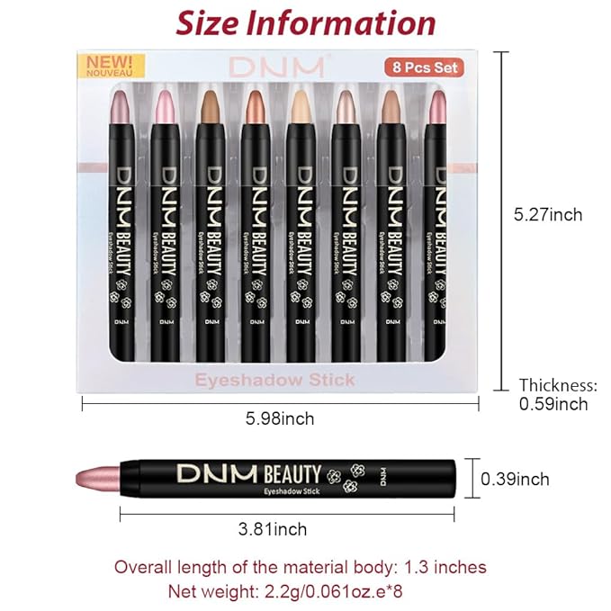 8Pcs Cream Eye Shadow Sticks Makeup for Women, Matte Shimmer Eyeliner Pencil Eyeshadow Brightener Stick for Eyes, Waterproof Eyeshadow Applicator Blendable sombras para ojos Set09#