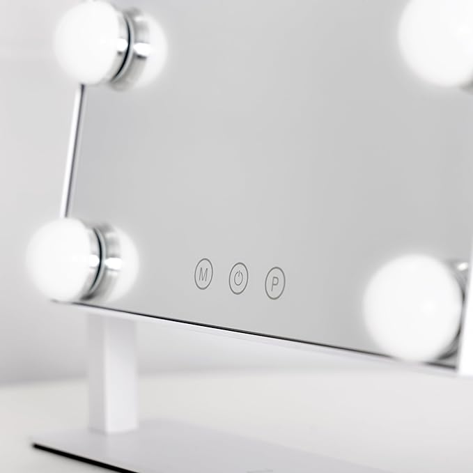 Zadro Hollywood Lighted Vanity Mirror with 9 LED Bulbs, 3 Color Light Settings, 360° Rotation Makeup Mirror Head (14" H x 12" W | 1X | White)