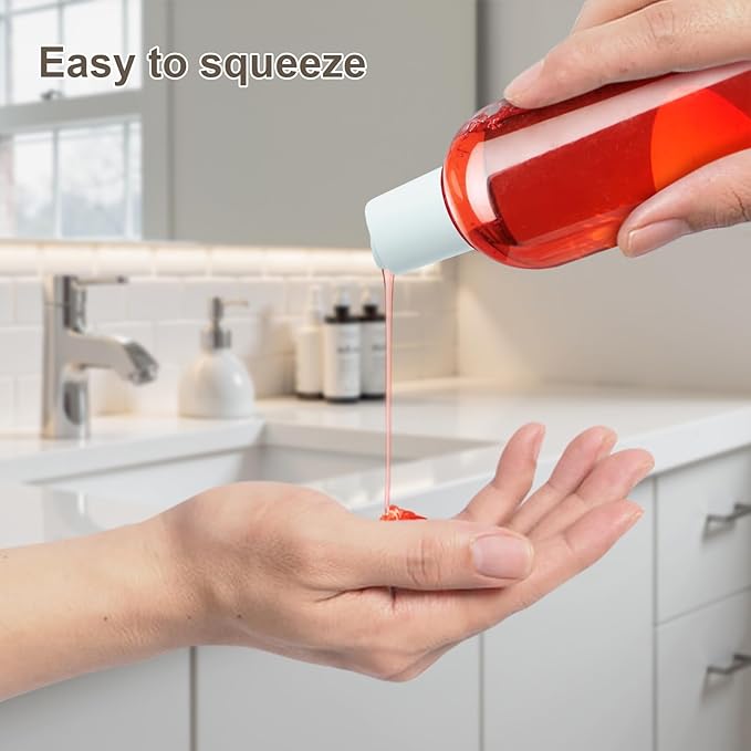 30 Pack 8 oz Clear Plastic Bottles with White Disc Caps Refillable Empty Squeeze Containers Cosmetic Bottles for Toiletries Conditioner Shampoo Lotions Gels