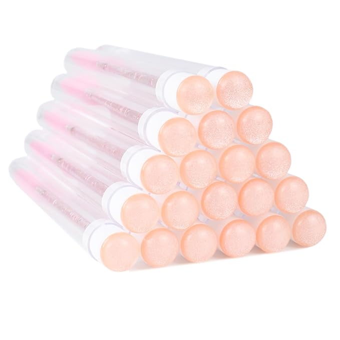 20 Sets Mascara Wands Tube Set Reusable Lash Spoolies Tube Diamond Eyelash Brush Tubes Spoolies Lash Extension Brushes Applicators Makeup Tools (sky-Pink)