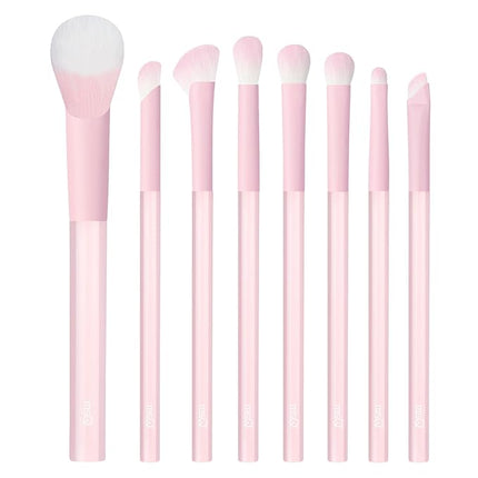MSQ Make Up Brushes 8Pcs Powder Brushes Synthetic Hair Makeup Brush Set for Blending Stippling Eyeshadow Eyeliner Concealer Nose Shadow, Peach