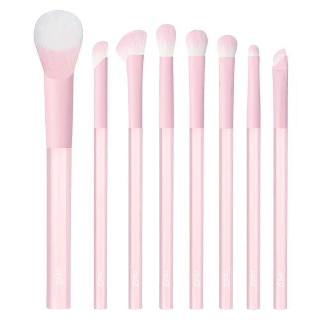 MSQ Make Up Brushes 8Pcs Powder Brushes Synthetic Hair Makeup Brush Set for Blending Stippling Eyeshadow Eyeliner Concealer Nose Shadow, Peach