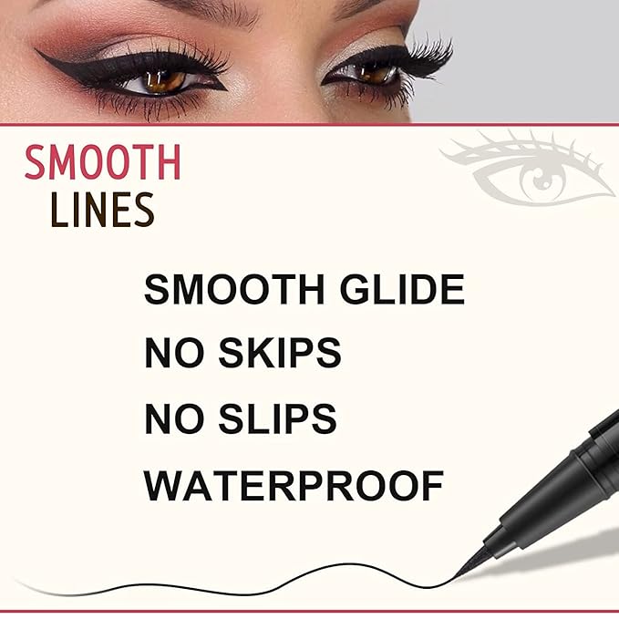 LAVONE Eyebrow Stamp Pencil Kit - Makeup Brow Stamp Trio with Waterproof Eyebrow Pencil, Eyeliner, Pomade, Dual-ended Brush - Dark Black