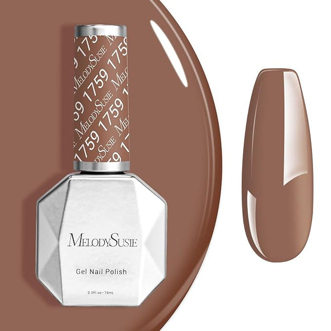 MelodySusie Caramel Brown Gel Nail Polish,0.5fl oz Nails Soak Off UV LED Cappuccino Brown Gel Polish Gift for Women Nail Art Manicure Salon DIY Nail Design Decoration at Home-1759
