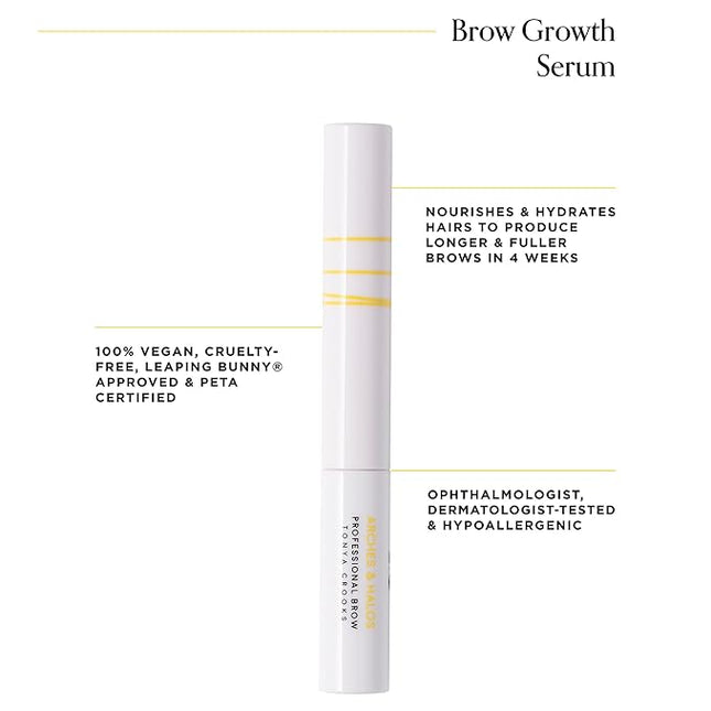 Arches & Halos Brow Growth Serum - Hydrating Eyebrow Conditioner Treatment - Hair Regrowth Activating Formula for Thin, Over Plucked Brows - Vegan, Cruelty Free, Dermatologist Approved - 0.106 oz