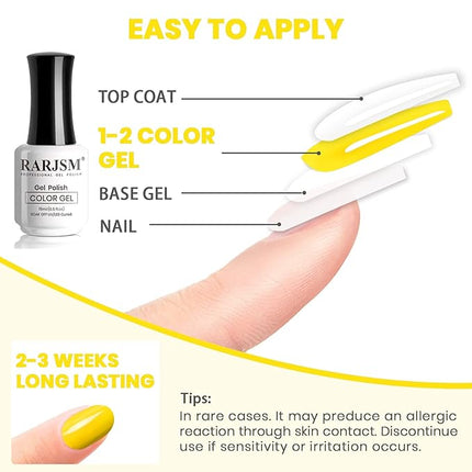 RARJSM Gel Nail Polish, 15ML Lemon Yellow Nail Polish Summer Colors Nailgel Soak Off UV LED Gel Nail Art Manicure Salon DIY at Home