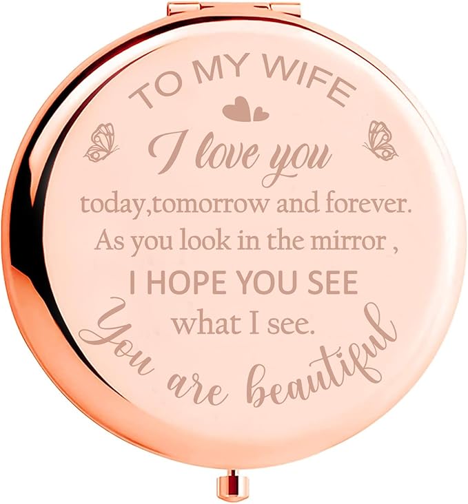 Valentines Day Mirror Gifts for Her Wife, Gift for Wife from Husband to My Wife Compact Mirror, Romantic Gifts for Wife Birthday, Wedding Anniversary, Valentine's Day, Mother's Day
