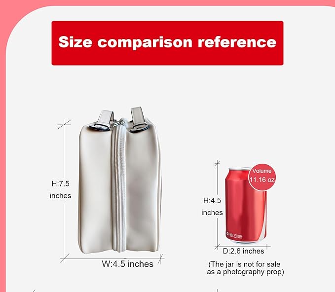 SANHECUN traveling toiletry Case large clear cosmetics case makeup bag Dimensions | LxWxH:10” x 4.5” x 7.5”(Beige, Medium)