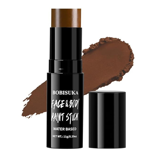 BOBISUKA Brown Face & Body Paint Stick Water-Based Washable Face Paint Makeup Stick for Halloween Skeleton, Skull, Devil, Demon, Fox, Hunting, Camo, Cosplay, SFX, Sports Eye Black & Costume Party