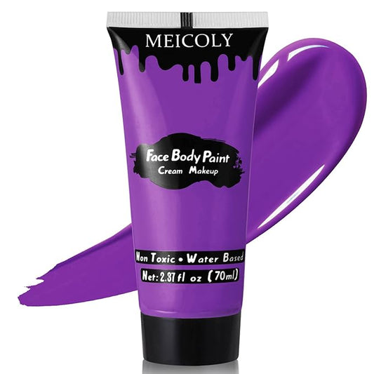 MEICOLY Purple Cream Face Body Paint,2.37Oz Large Tube Water Based Non-Toxic Full Body Paint for Adult and Kids,Highly Pigmented Face Painting for Halloween SFX Special Effects Ursula Cosplay Makeup