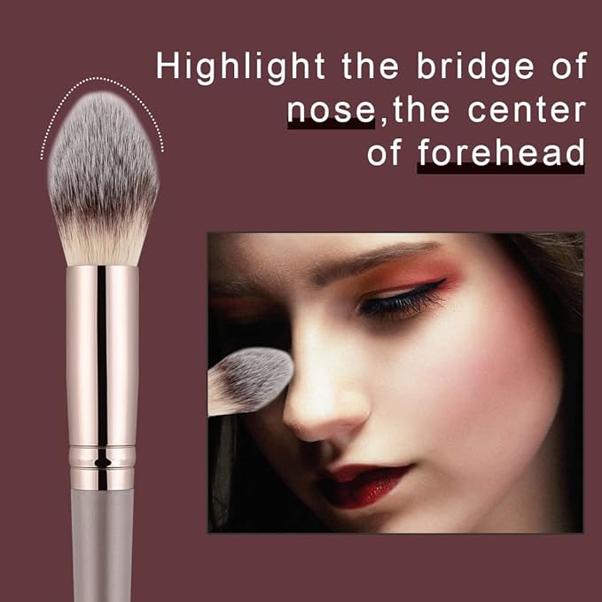 Anmor Contour and Highlighter Brush Set, Premium Blush Bronzer Face Makeup Brush Kit, Perfect for Cheek Nose Blending Contouring (Champagne, Contour/Highlighter)