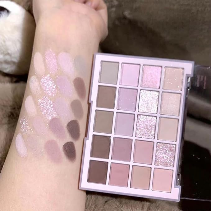 20Colors Nude Light Pink Purple Basics Matte Eyeshadow Palette,Eye Shadow Travel Makeup Palette all in one Long Lasting Waterproof,Great for Travel Gift Kit