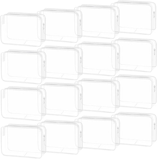16 Pack Waterproof Cosmetic Bag TSA Approved Toiletry Bag, Portable Travel Pouch with Zipper, Vinyl Plastic Organizer Storage for Men and Women (White-L)